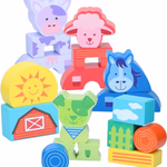 MARIONETTE WOODEN TOYS Fa építő játék háziállatok 20 részes thumbnail 2