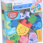 MARIONETTE WOODEN TOYS Fa építő játék háziállatok 20 részes