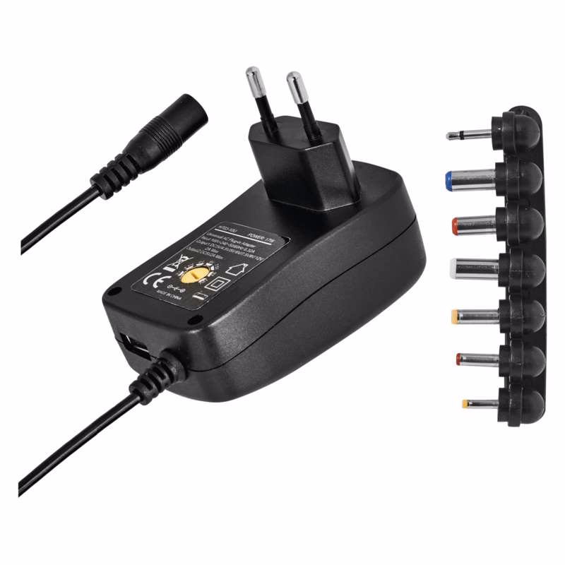 EMOS Univerzális töltőadapter 1000mA, USB-vel és csereélhető fejjel - Image 1 of 5