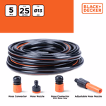 BLACK+DECKER Locsolótömlő készlet 4 csatlakozóval ⌀13mmx25m thumbnail 3