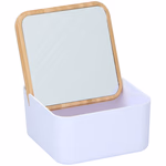 ALPINA Ékszertároló doboz tükörrel 13x13x7cm műa+bambusz thumbnail 1