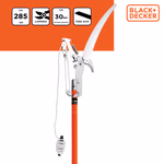BLACK+DECKER teleszkópós ágvágó (max 30mm) és fűrész, 285cm, 2,236kg