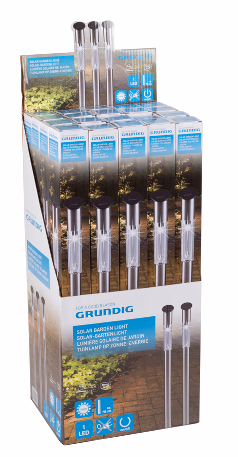GRUNDIG Kerti SOLAR lámpa leszúrható INOX 70cm disp(20) - Image 1 of 1