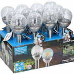 GRUNDIG Kerti SOLAR lámpa leszúrható, üvegbúrás, INOX, 1LED+1 RGB LED 8x34cm 600mAh AAA 