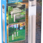 GRUNDIG Kerti lámpa SOLAR INOX leszúrható 6x53,5cm 2x0,06W LED 1xAAA 600mAh akku 3db