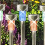 Kerti lámpa SOLAR INOX leszúrható 4,8x36,5cm RGB LED 40mAh gombakku 10db thumbnail 1