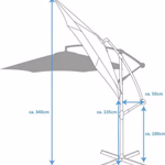 LIFETIME GARDEN Acél vázas függő napernyő, hajtókaros, időjárás álló, 300cm átmérő, barna szín thumbnail 4