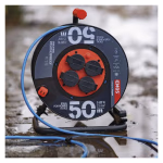 EMOS Időjárásálló kábeldob 50 m / 4 aljzat / kék / szilikon / 230 V / 1,5 mm2 / IP44 thumbnail 4