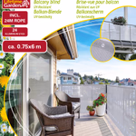 LIFETIME GARDEN Teraszkorlát árnyékoló 0,75x6m 120gr/m2 24 rögzítőszemmel és 24m kötéllel thumbnail 1