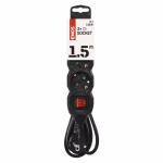 EMOS hosszabbító elosztó kapcsolóval 3 aljzat 1.5m, 1 mm2 fekete. thumbnail 2