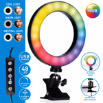 GRUNDIG LED körlámpa csíptetős ⌀16cm 48LED 5VDC 1A Fekete színváltós  thumbnail 7