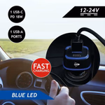 DUNLOP Autós USB töltő USB-A 5V/3.1A + TypeC 18W, 12/24V  thumbnail 4