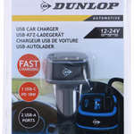 DUNLOP Töltő szivargyújtóba 2x USB-A 5V/2,4A + TypeC 18W, 12/24V thumbnail 1