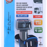 ALL RIDE Töltő szivargyújtóba 2x USB-A 5V/2,4A + TypeC 18W, 12/24V thumbnail 1