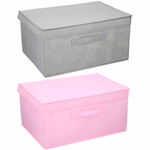 Tároló doboz 44x33x22cm tetővel, 2 színben pink/szürke thumbnail 1