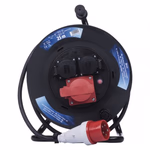 EMOS kültéri kábeldob IP44 3 aljzat 25m 1,5 mm², Gumi, 230V, fekete thumbnail 1