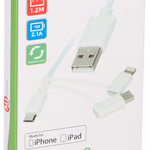 ALL RIDE multi Töltő és adatkábel Lightning / C-type / Micro usb, 2,1A, 1,2m thumbnail 1