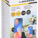 DUNLOP Telefontartó és töltő vezeték nélküli 10W Qi 9.5x9.5x12cm auto open/close