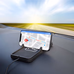 DUNLOP telefontartó vezeték nélküli töltéssel - 10 W - Qi technológia - fekete - 19x10x1,5cm - csúszásmentes lap + szivargyújtó thumbnail 3