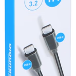 GRUNDIG Type-C-C 3.2 Töltő- és adatkábel, 1m, fekete thumbnail 1