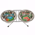 PET TREATMENT Állványos kutya-etetőtál szett, dupla, 2 x 550ml thumbnail 1