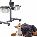 PET TREATMENT Állványos kutya-etető tál, állítható magasság, két edénnyel, fém thumbnail 1