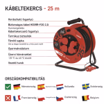 EMOS kültéri kábeldob 25 m / 4 aljzat / IP44 / fekete / gumi / 230 V / 2,5 mm2 thumbnail 5