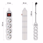 EMOS hosszabbító 1,4 m  /  4 aljzat  /  fehér  /  PVC  /  1 mm2 thumbnail 3