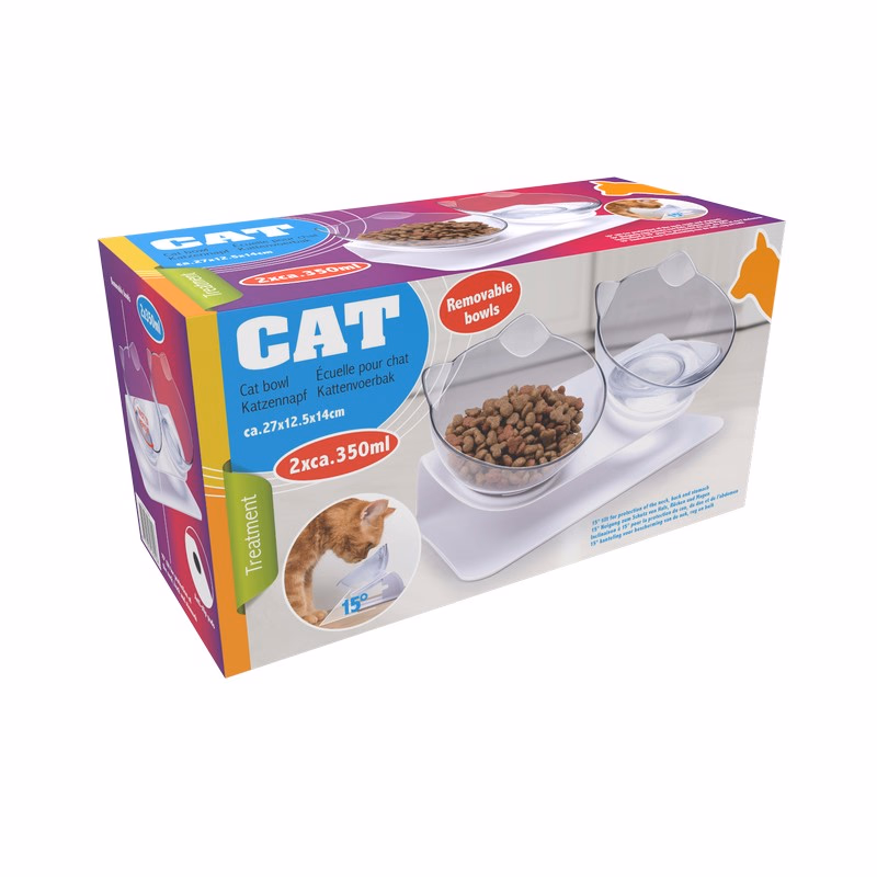 PET TREATMENT Gerinckimélő etetőtál cicáknak dupla, 2x350ml - Image 1 of 6