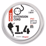 EMOS hosszabbító 1,4 m  /  1 aljzat  /  fehér  /  PVC  /  1 mm2 thumbnail 2