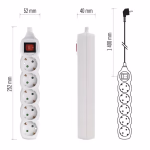 EMOS hosszabbító 1,4 m  /  5 aljzat  /  fehér  /  PVC  /  1 mm2 thumbnail 3