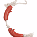 PET TOYS Kutyajáték kolbászpár kötélre fűzve