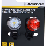 DUNLOP Kerékpár lámpa szett 2db-os első, hátsó, 2X2032 elemmel, 2,2x2,5x4,5cm 22gr, 3V, 230 mAh thumbnail 1