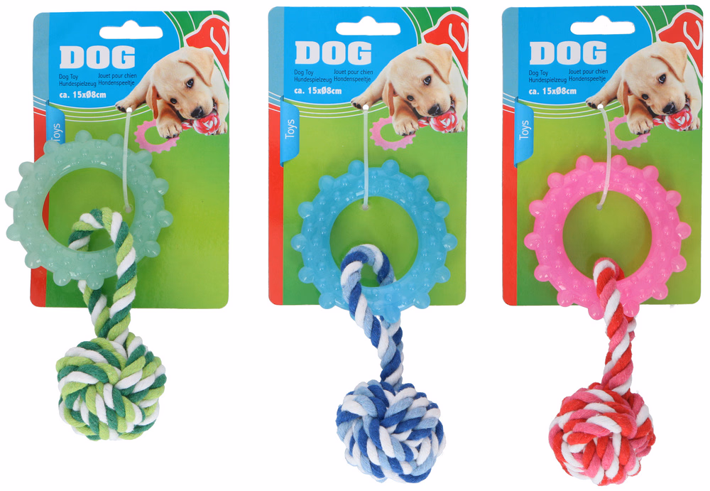 PET TOYS Kutyajáték - kötél karikával 16x8x5cm 3 színben - Image 1 of 5