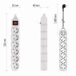 EMOS hosszabbító 1,4 m  /  6 aljzat  /  fehér  /  PVC  /  1 mm2 thumbnail 3