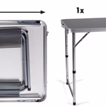 CAMP ACTIVE Kemping szett: összehajtható asztal 120x60cm alu váz és MDF lap állítható magasság 70/62/55cm és 4 db szék kb.36x27x45cm thumbnail 5