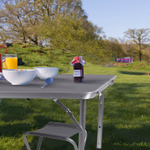 CAMP ACTIVE Kemping szett: összehajtható asztal 120x60cm alu váz és MDF lap állítható magasság 70/62/55cm és 4 db szék kb.36x27x45cm thumbnail 9