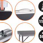 CAMP ACTIVE Kemping szett: összehajtható asztal 120x60cm alu váz és MDF lap állítható magasság 70/62/55cm és 4 db szék kb.36x27x45cm thumbnail 8