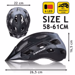 DUNLOP Kerékpár bukósisak, d58-61cm, 6xLED, 240gr PVC HC, CR1620 elemmel thumbnail 2