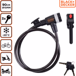 BLACK+DECKER Kerékpár kábelzár Ø1x90cm, 250g, 3 kulcs thumbnail 2