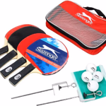 SLAZENGER asztalitenisz szett hordtáskában. 4 fa ütő, 2 labda, háló + hordozó táska thumbnail 5