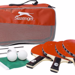 SLAZENGER asztalitenisz szett hordtáskában. 4 fa ütő, 2 labda, háló + hordozó táska thumbnail 2