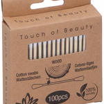 TOUCH OF BEAUTY pamut-fa fültisztító pálcika papírdobozban, 100%-ban természetes anyagokból, 100 darab thumbnail 1