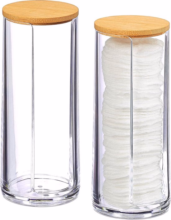 ALPINA Kozmetikai vattakorong tároló műanyag+bambusz tető - Image 1 of 4