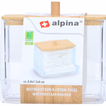 ALPINA Fültisztító-pálcika tartó, műanyag+bambusz tető. 8,8x7,5x7cm  thumbnail 2