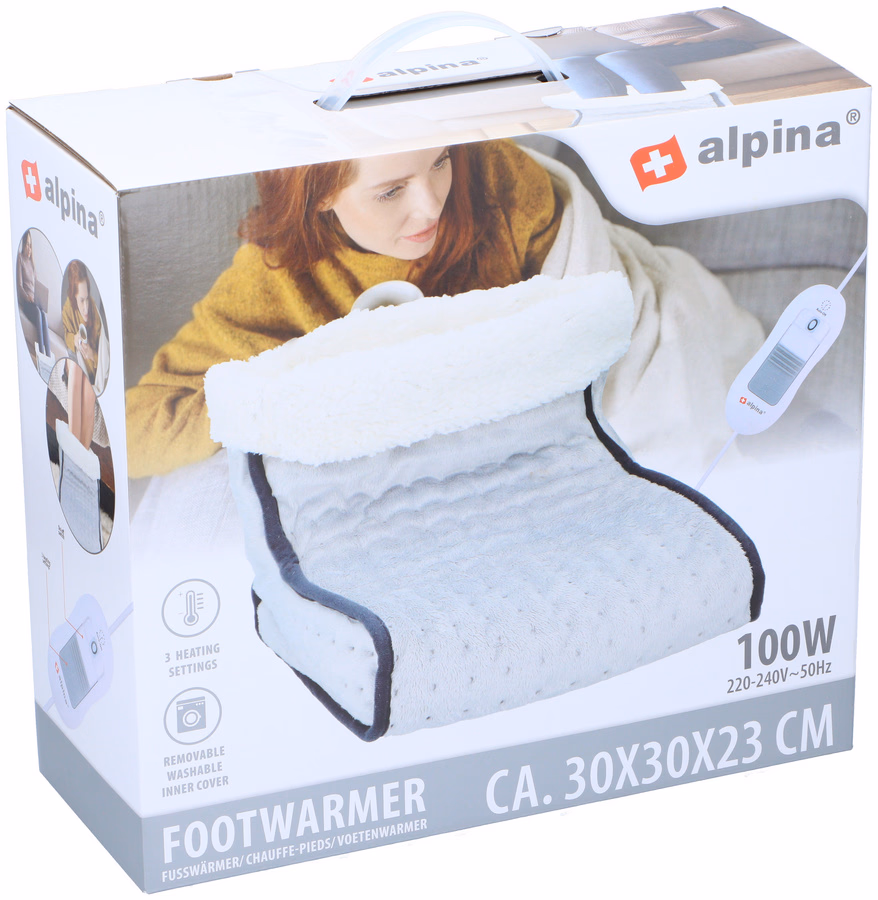 ALPINA elektromos lábmelegítő 100W 30x30x23cm, mosható, világosszürke - Image 1 of 5