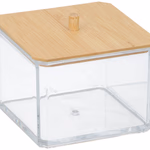 ALPINA kozmetikai rendszerező 9,5x9,5x7,5cm műanyag+bambusz tető  thumbnail 1