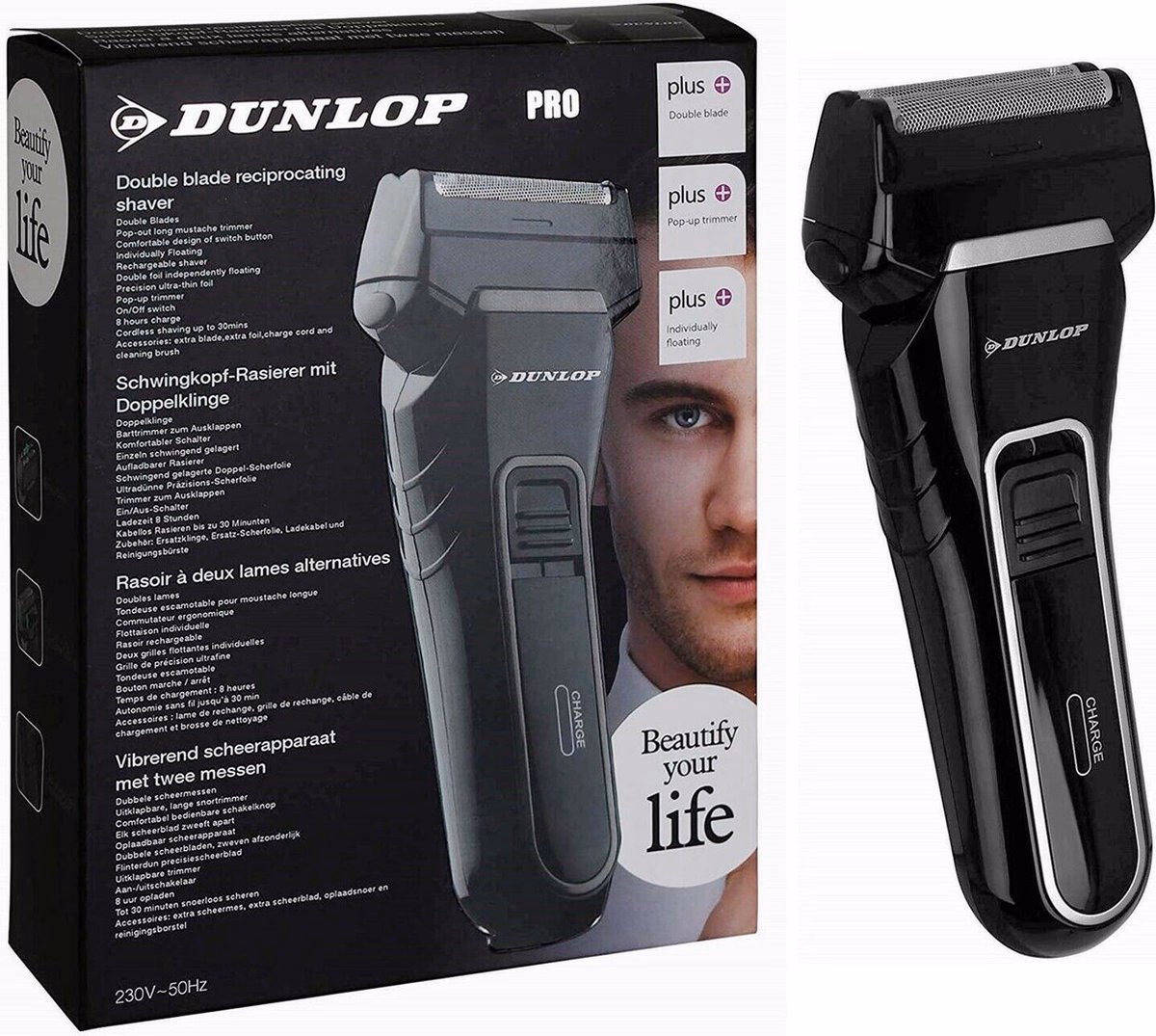 DUNLOP dupla soros elektromos borotva trimmerrel - Image 1 of 3