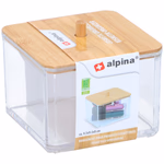ALPINA kozmetikai rendszerező 9,5x9,5x7,5cm műanyag+bambusz tető  thumbnail 2