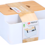 ALPINA Papírzsebkendő tartó, 16x15x9,7cm bambuszfedővel thumbnail 1